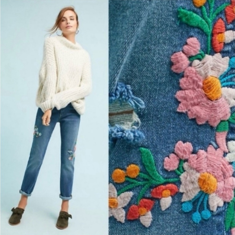 💙Pilcro and the Letter Press Floral Blue Jeans💙